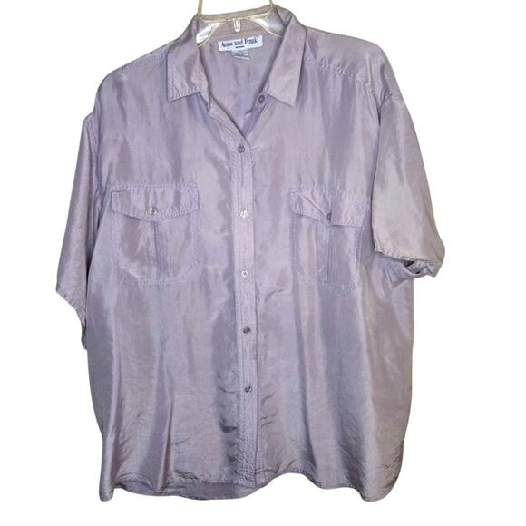 Anna and Frank 2X Purple Silk Button-Up Shirt [0248] - Picture 1 of 7